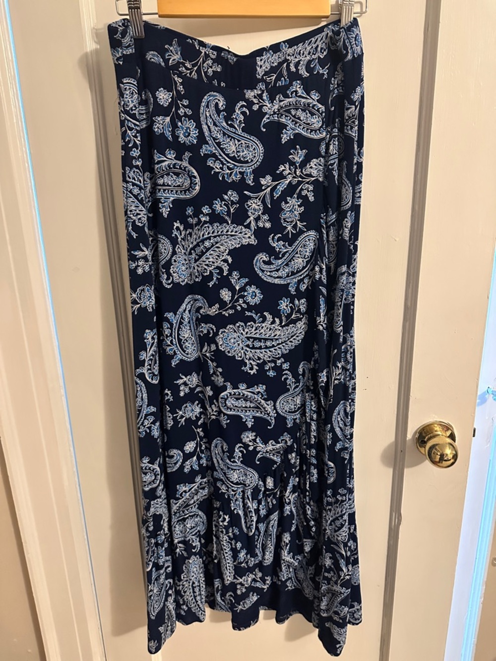 Talbots Navy and White Paisley Maxi Skirt